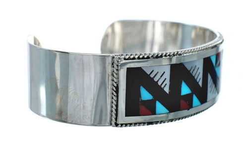 Genuine Sterling Silver Multicolor Navajo Cuff Bracelet NN20148